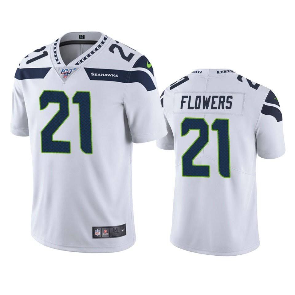 Men Seattle Seahawks #21 Tre Flowers Nike White 100th Limited NFL Jersey